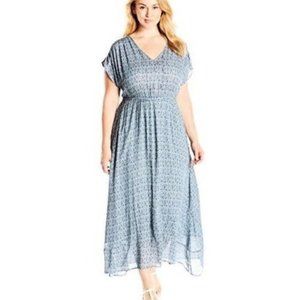 Lucky Brand V Neck Speckled Dot Maxi Dress Size 2X